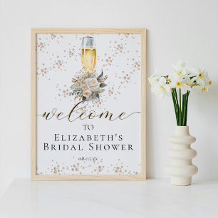 Poster Sinal de boas-vindas do Elegante Pearls & Prosecco