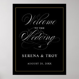 Poster Sinal de boas-vindas do Elegante - preto