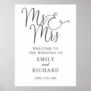 Poster Sinal de Boas-vindas do Elegante Sr. e Sra. Weddin