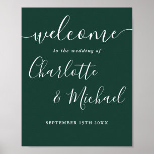 Poster Sinal de Boas-vindas do Emerald Green Chic Script