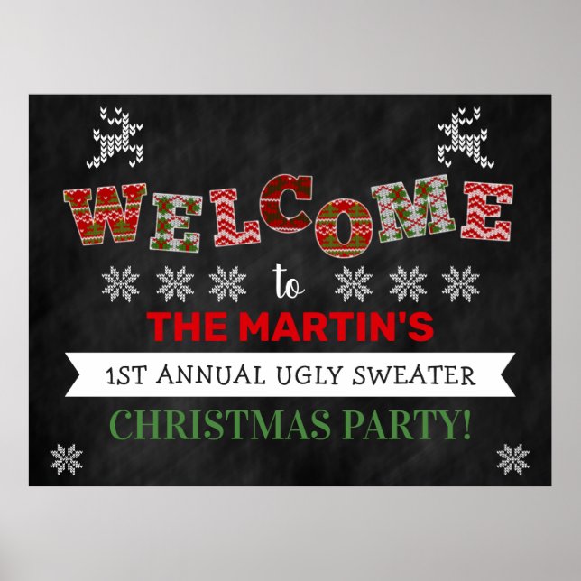 Poster Sinal de Boas-vindas do Feriado de Natal Ugly Swea (Frente)