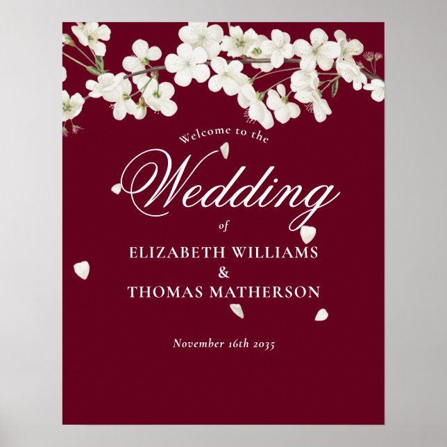 Poster Sinal de Boas-Vindas do Floral Elegante Blossom Br (Frente)