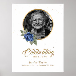 Poster Sinal de boas-vindas do Funeral Floral Dourado Azu