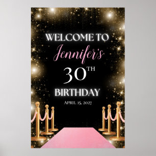 Poster Sinal de boas-vindas do Glam Hollywood Rosa