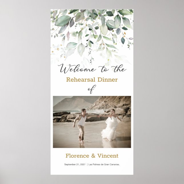 Poster Sinal de Boas-Vindas do Jantar de Rehearsal de Fol (Frente)