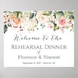 Poster Sinal de Boas-Vindas do Jantar de Rehearsal Floral
