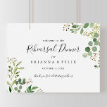 Poster Sinal de boas-vindas do Janto de ensaio Floral Euc<br><div class="desc">Este sinal de boas-vindas do janto de ensaio floral de eucalipto é perfeito para um ensaio de casamento moderno. A design apresenta lindas folhas verdes de eucalipto pintadas artesanalmente, dispostas em formas geométricas, inspirando beleza natural.</div>