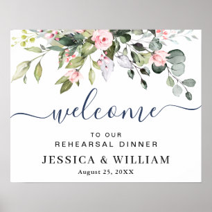 Poster Sinal de boas-vindas do JANTO Elegante Eucalyptus