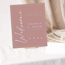 Sinal de Boas-vindas do Mínimo Dusty Script Pink
