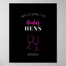 Sinal de boas-vindas do Neon Pink Hens Party Poste