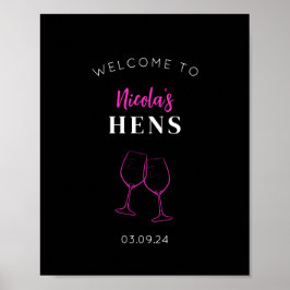 Poster Sinal de boas-vindas do Neon Pink Hens Party Poste