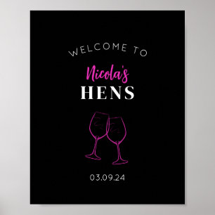 Poster Sinal de boas-vindas do Neon Pink Hens Party Poste