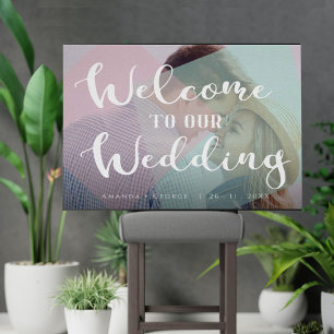 Poster Sinal de boas-vindas do Pastel Color Photo Wedding