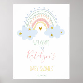 Poster Sinal de boas-vindas do Pastel Rainbow