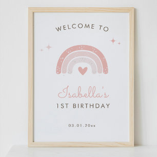 Poster Sinal de boas-vindas do primeiro aniversario Arco-