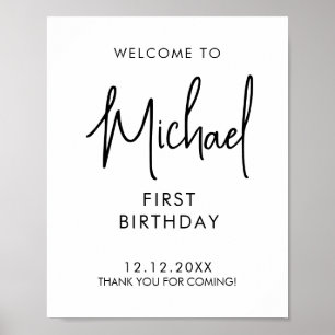 Poster Sinal de boas-vindas do primeiro aniversário em le