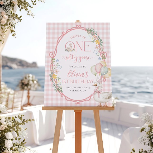 Pôster Sinal de boas-vindas do primeiro aniversario Goose (Criador carregado)
