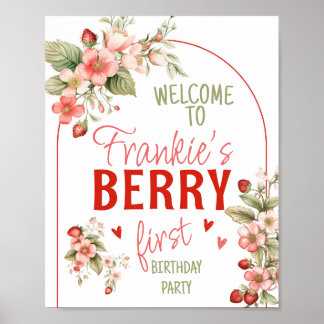 Poster Sinal de Boas-vindas do Primeiro Berry Birthday