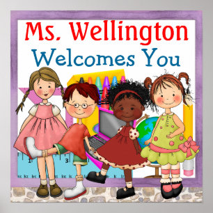 Poster Sinal de boas-vindas do professor escolar - SRF