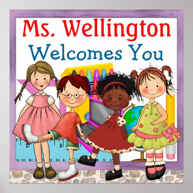 Poster Sinal de boas-vindas do professor escolar - SRF (Frente)