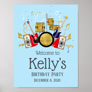 Poster sinal de boas-vindas do rock star set rock star