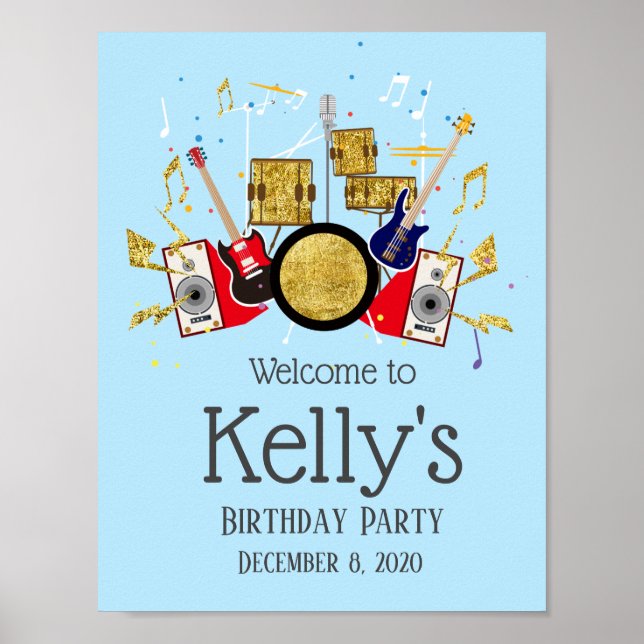 Poster sinal de boas-vindas do rock star set rock star (Frente)