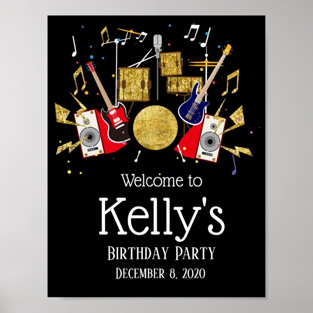 Poster sinal de boas-vindas do rock star set rock star (Frente)