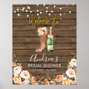 Poster Sinal de boas-vindas do Rustic Boots and Bubble Ch