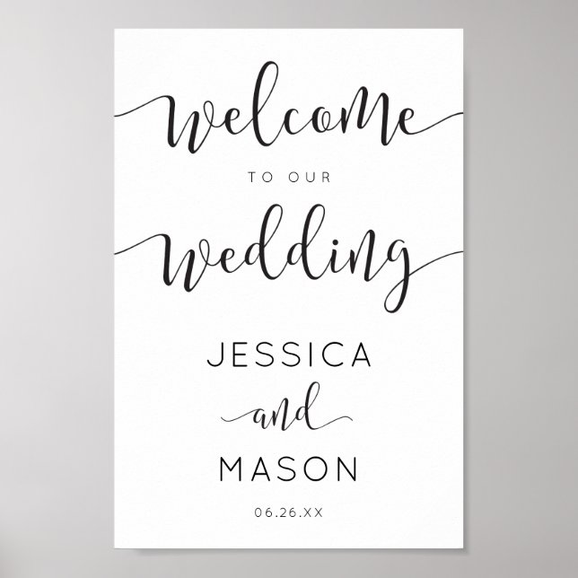 Poster Sinal de Boas-vindas do Rustic Script Wedding (Frente)