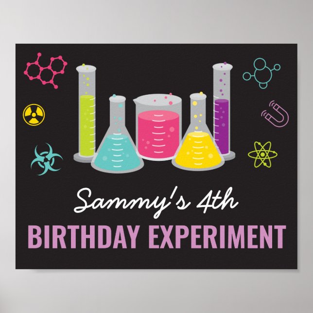 Poster Sinal de boas-vindas do Science Experiment em rosa (Frente)