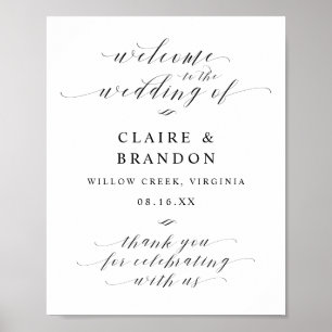 Poster Sinal de Boas-vindas do Script de Caligrafia Elega