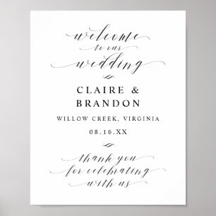 Poster Sinal de Boas-vindas do Script de Caligrafia Elega