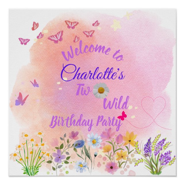 Pôster Sinal de Boas-vindas do segundo aniversário "Dois  (Frente)