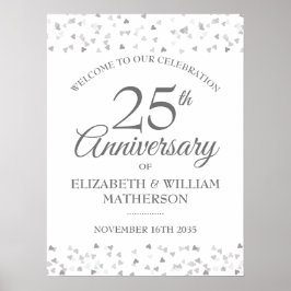 Poster Sinal de Boas-vindas do Silver Love Hearts do 25