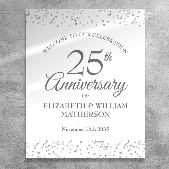 Poster Sinal de boas-vindas do Silver Stardust do 25 (25th Anniversary Silver Stardust Welcome Sign)