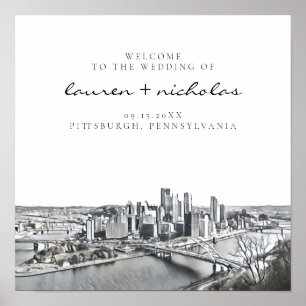 Poster Sinal de Boas-vindas do Skyline em Pittsburgh