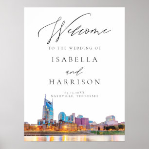 Poster Sinal de Boas-vindas do Skyline Nashville Skyline