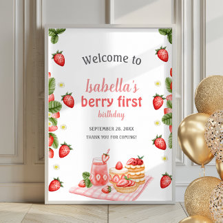 Poster Sinal de boas-vindas do Strawberry Berry First Ber