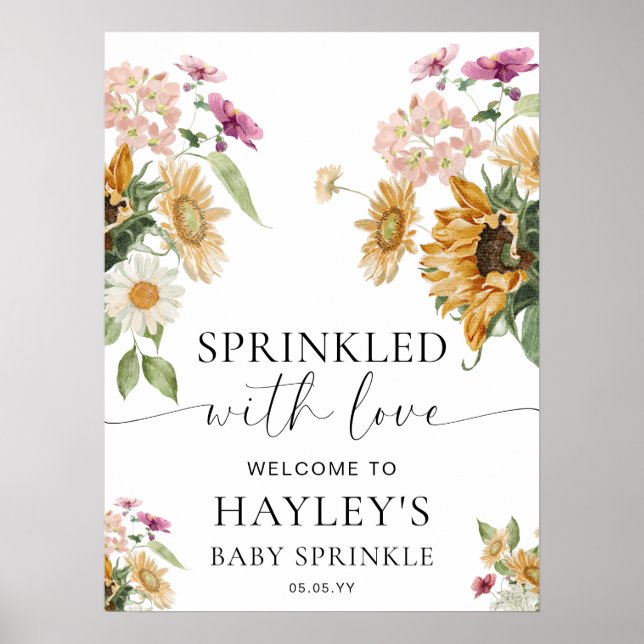 Poster Sinal de boas-vindas do Sunflower Fall Baby Sprink (Frente)