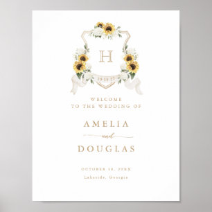 Poster Sinal de boas-vindas do Sunflower Hydrangea Crest