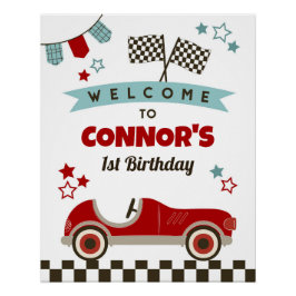 Pôster Sinal de boas-vindas do tema Race Car