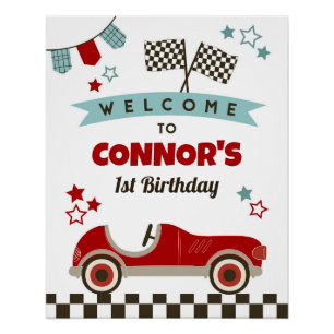 Pôster Sinal de boas-vindas do tema Race Car