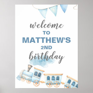 Poster Sinal de boas-vindas do trem, aniversário ou Chá