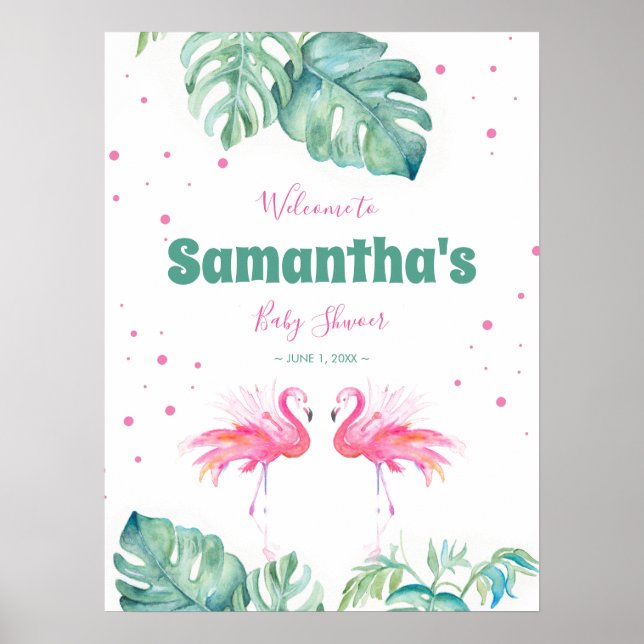 Poster Sinal de boas-vindas do Tropical Flamingo (Frente)