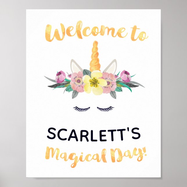 Poster Sinal de boas-vindas do Unicorn Birthday (Frente)