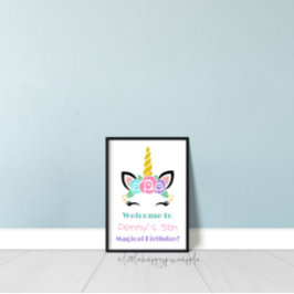 Poster Sinal de boas-vindas do Unicorn Birthday