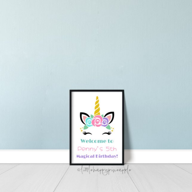 Poster Sinal de boas-vindas do Unicorn Birthday (Criador carregado)