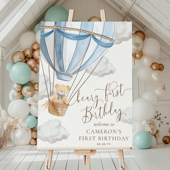 Poster Sinal de Boas-Vindas do Urso de Teddy Primeiro Ani (Criador carregado)