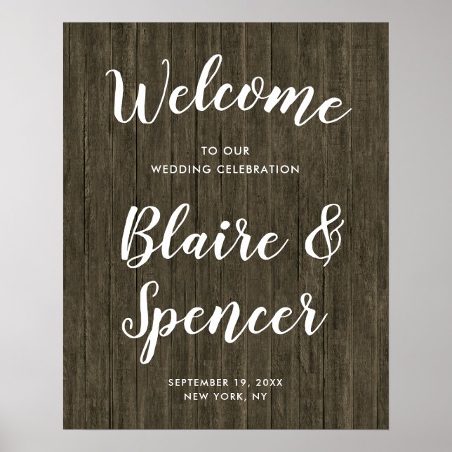 Poster Sinal de Boas-vindas do Velho Casamento de Madeira (Frente)