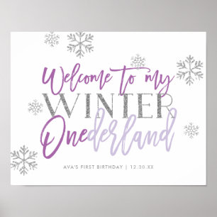 Poster Sinal de boas-vindas do Winter ONEderland Silver G
